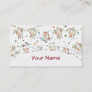 Cartão De Visita Teste padrão das tartarugas de mar de Shamanic +