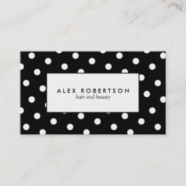 Cartão De Visita Teste padrão de bolinhas branco e preto