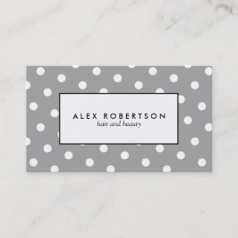 Cartão De Visita Teste padrão de bolinhas cinzento e branco