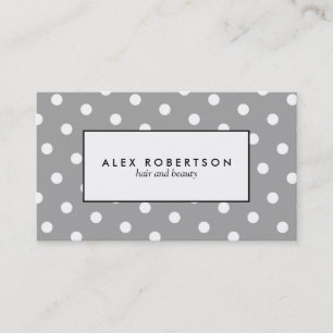 Cartão De Visita Teste padrão de bolinhas cinzento e branco