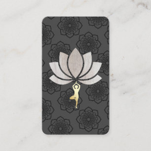 Cartão De Visita Teste padrão de flor de Lotus da pose da ioga