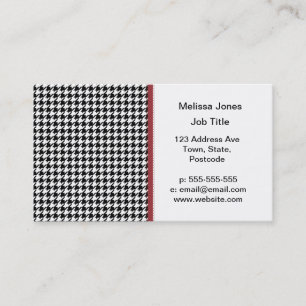 Cartão De Visita Teste padrão de Houndstooth - preto e branco
