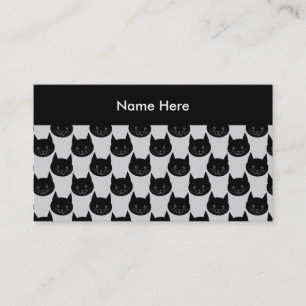 Cartão De Visita Teste padrão do gato preto na luz - cinza.