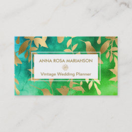 Cartão De Visita Teste padrão Dourado do art deco das flores dos