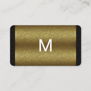 Cartão De Visita Teste padrão Dourado do redemoinho do monograma