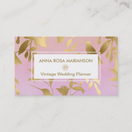 Cartão De Visita Teste padrão Dourado floral do art deco dos