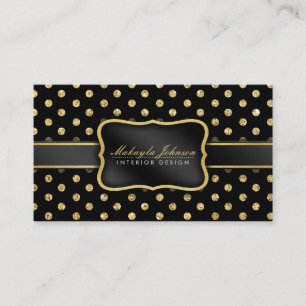 Cartão De Visita Teste padrão elegante de Polkadots do preto e do