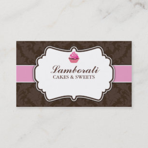 Cartão De Visita Teste padrão floral do damasco elegante da padari