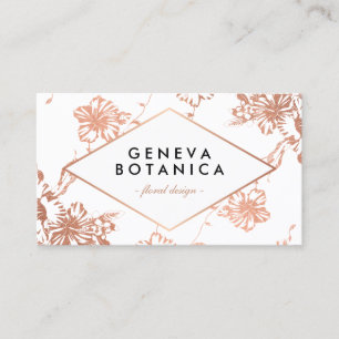 Cartão De Visita Teste padrão floral Dourado cor-de-rosa do vintag