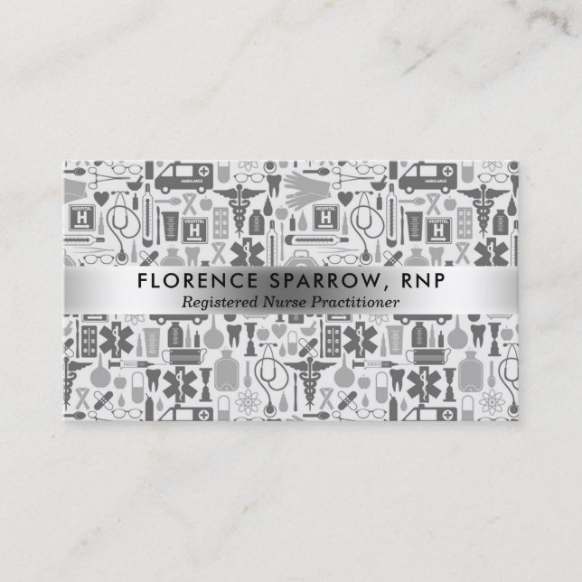 Cartão De Visita Teste padrão moderno dos cuidados da enfermeira (Frente)