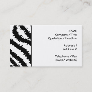 Cartão De Visita Teste padrão preto do impressão da zebra