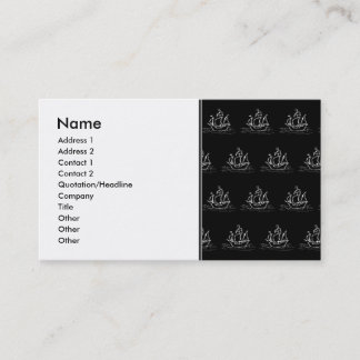 Cartão De Visita Teste padrão preto e branco do navio de pirata