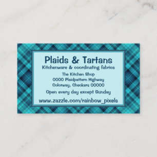 Cartão De Visita Teste padrão protegido azul da xadrez