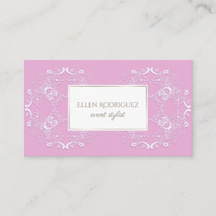 Cartão De Visita Teste padrão romântico retro floral do rosa do