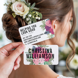 Cartão De Visita Texto branco moderno em negrito pincel florais cor