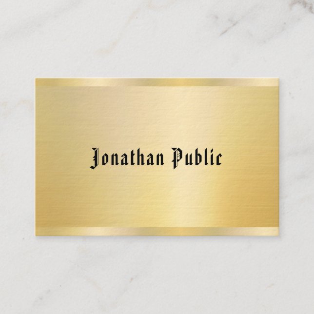 Cartão De Visita Texto Clássico de Modelo de Imagem Dourada Elegant (Frente)