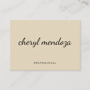 Cartão De Visita Texto Cursivo bege sofisticado