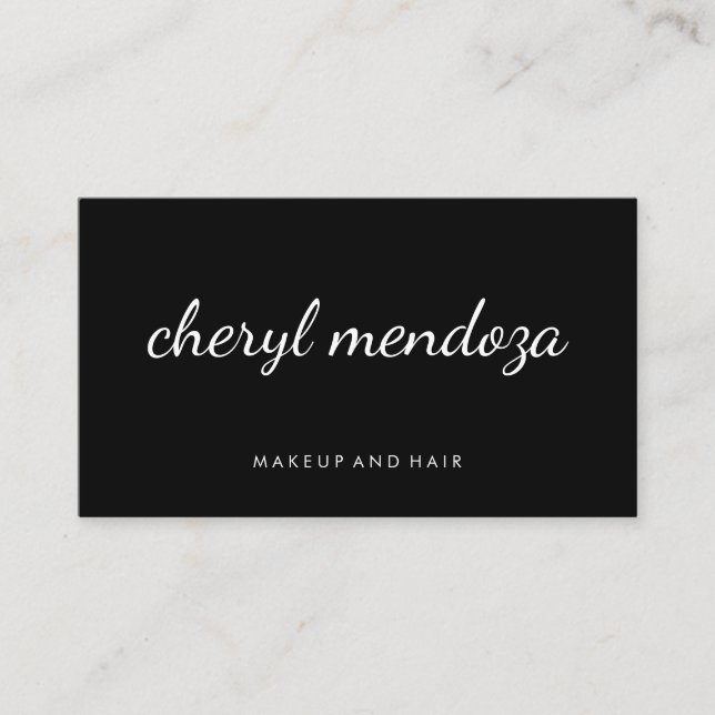 Cartão De Visita Texto Cursivo preto sofisticado (Frente)