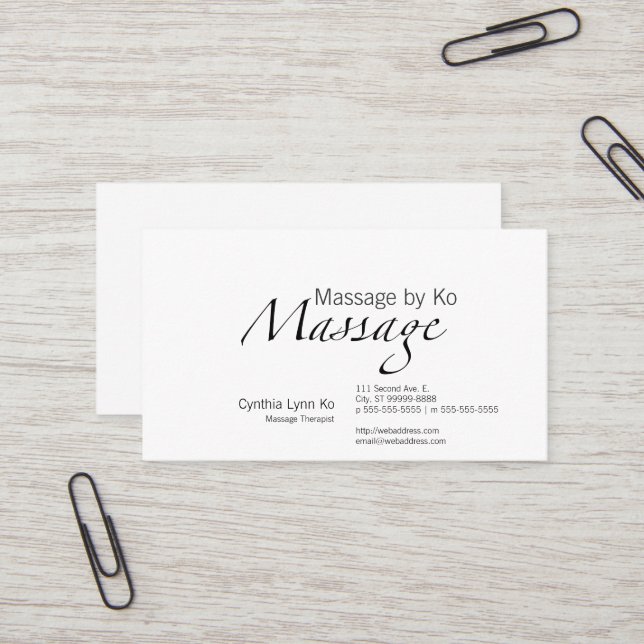 Cartão De Visita Texto da massagem (Frente/Verso In Situ)