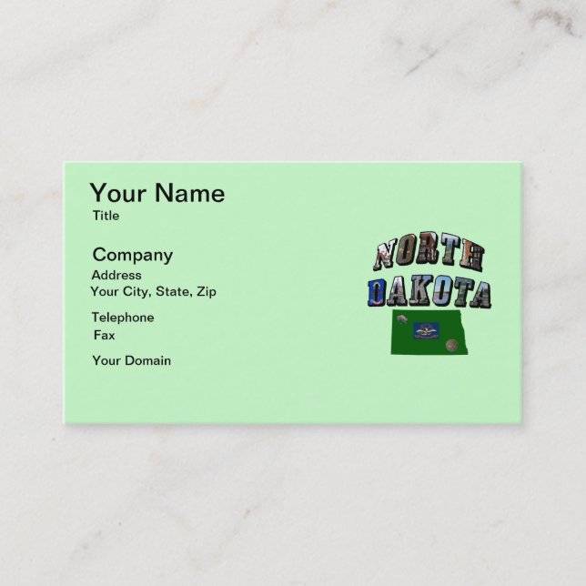 Cartão De Visita Texto de Imagem de Dakota do Norte (Frente)