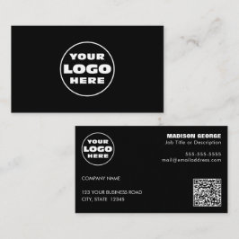 Cartão De Visita Texto do logotipo simples e código QR preto