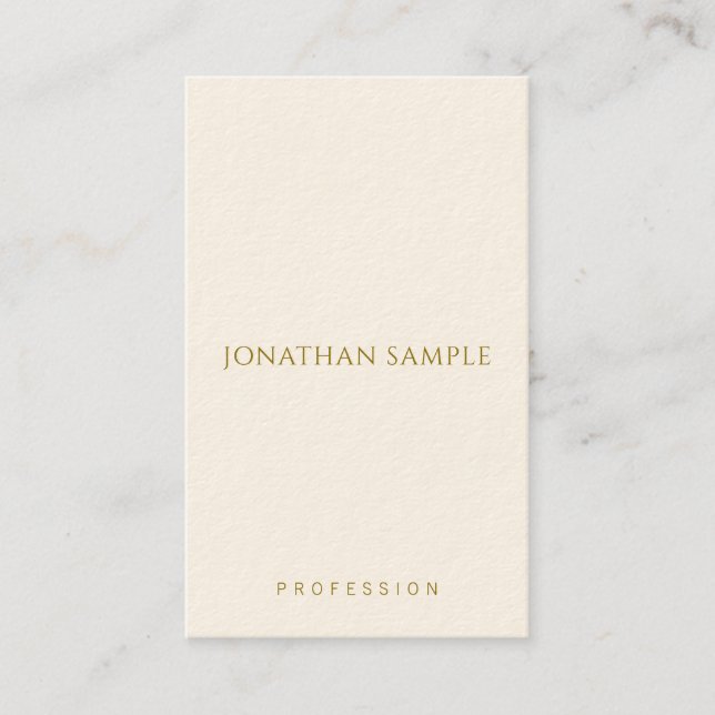 Cartão De Visita Texto Dourado do Cliente Modelo de Vertical Modern (Frente)