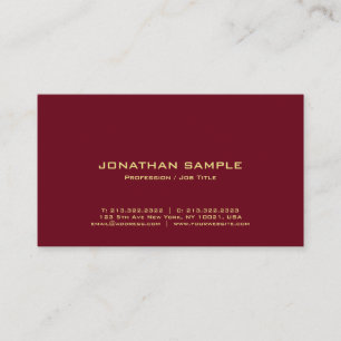 Cartão De Visita Texto Dourado Elegante Profissional Rico Vermelho