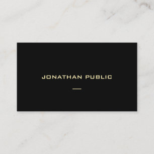 Cartão De Visita Texto Dourado Personalizado Modelo Preto Moderno E