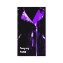 Texto lateral preto roxo do casaco de cabedal