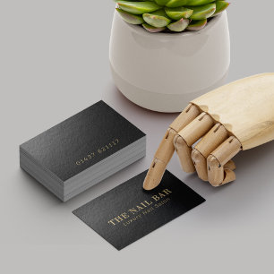 Cartão De Visita Texto Mínimo Preto e Dourado do Designer Moderno