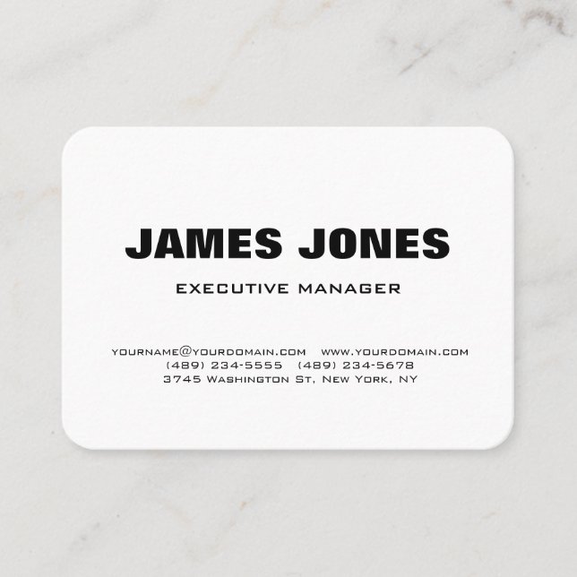 Cartão De Visita Texto Negrito Branco Na moda Moderno Profissional (Frente)