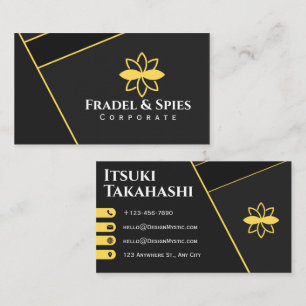 Cartão De Visita Texto personalizado amarelo preto corporativo mode