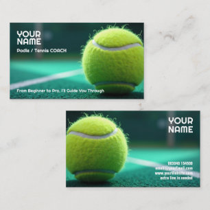 Cartão De Visita 🎾Texto personalizado, Court Cred Treinador de Pad