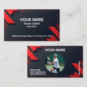Cartão De Visita 🎾Texto personalizado, Treinador de Tênis Golpe a