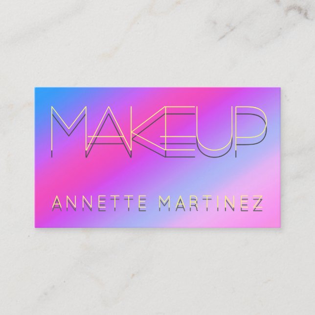 Cartão De Visita Texto protegido néon na superfície brilhante (Frente)