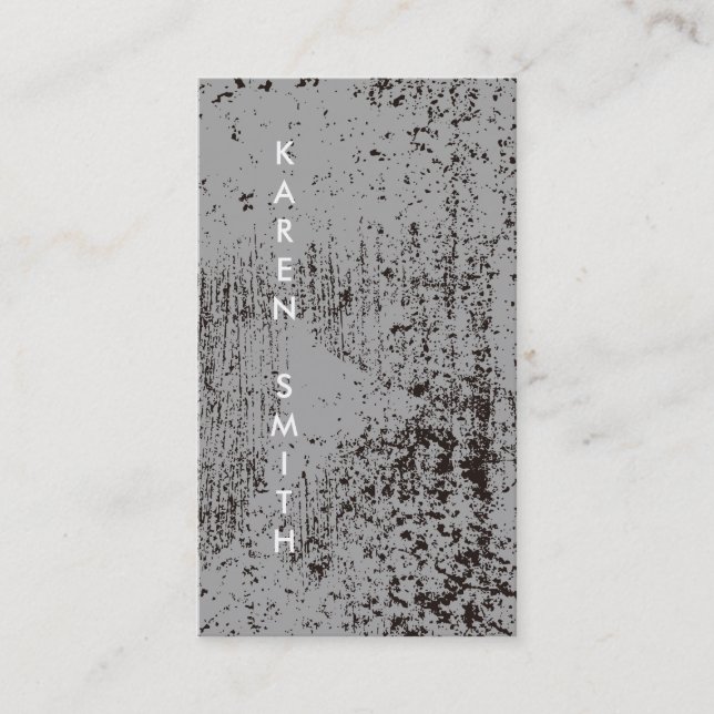 Cartão De Visita Texto Vertical Estilo de Grunge Moderno (Frente)