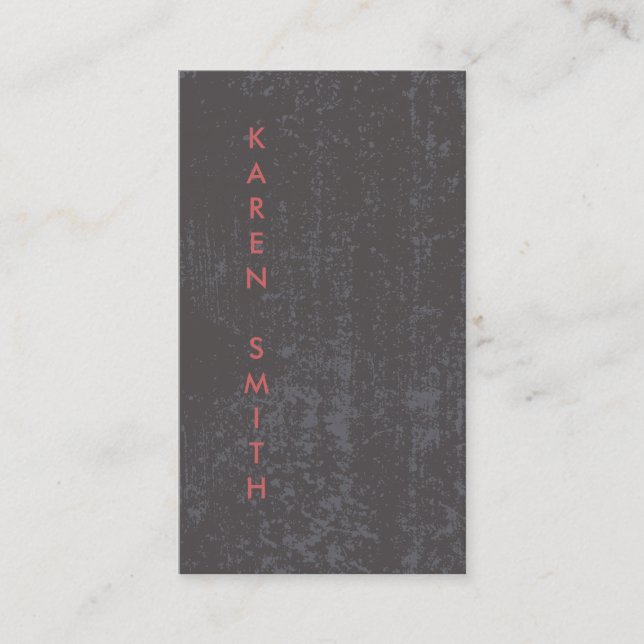 Cartão De Visita Texto Vertical Estilo de Grunge Moderno (Frente)