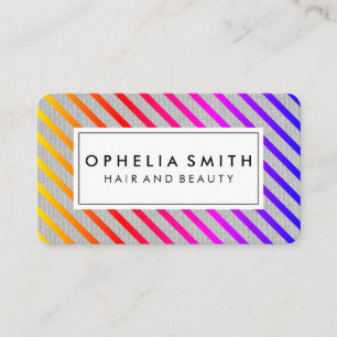 Cartão De Visita Textura Colorida de Stripes Chic
