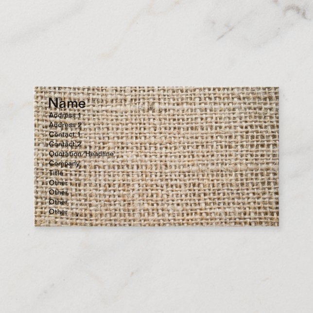 Cartão De Visita Textura de burlap (Frente)