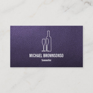 Cartão De Visita Textura de couro roxo de Sommelier