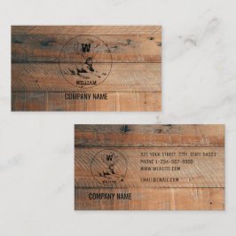 Cartão De Visita Textura de madeira russa personalizada e monograma