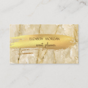 Cartão De Visita Textura de Mármore Elegante Dourado Traço de Pince