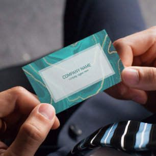 Cartão De Visita Textura de mármore líquido de turquesa