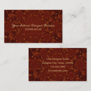 Cartão De Visita Textura Dourada de cobre marrom com aquarela