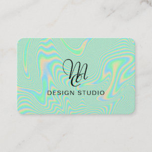 Cartão De Visita Textura holográfica verde líquida