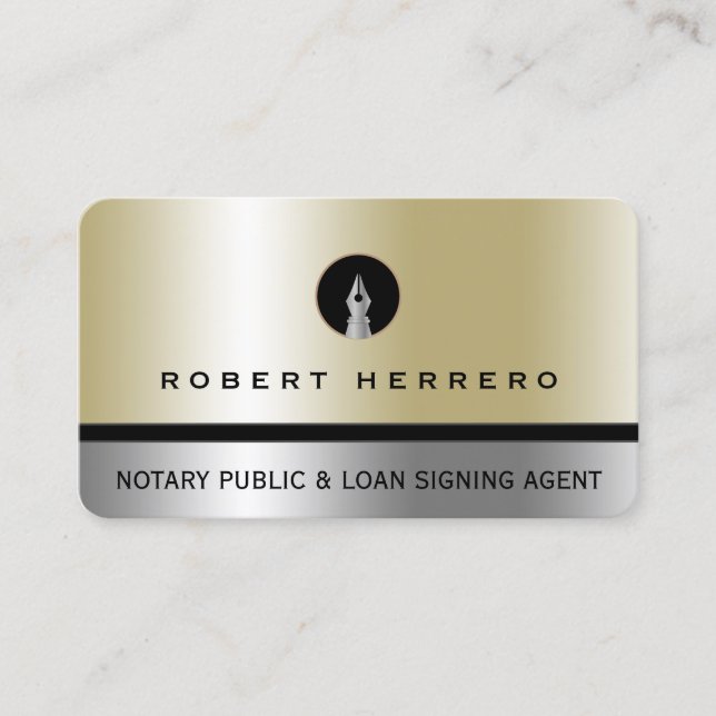 Cartão De Visita Textura metálica de falso prateado e Dourada (Frente)