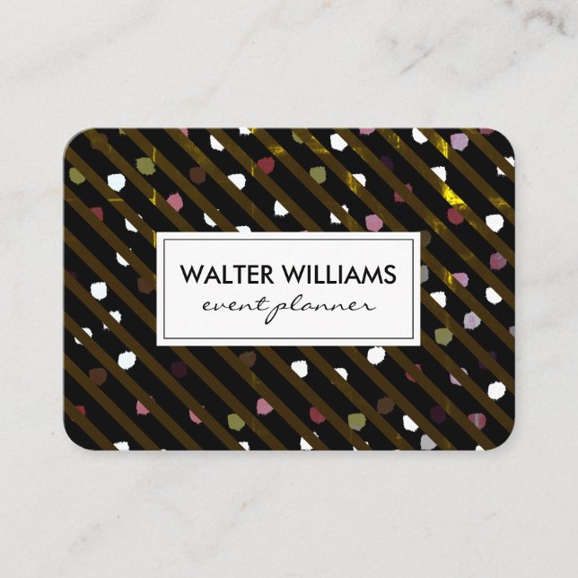 Cartão De Visita Textura Moderna de Strips e Pontos (Frente)