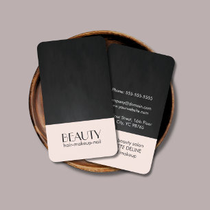 Cartão De Visita Textura rosa pálida e moderna, Cabelo preto