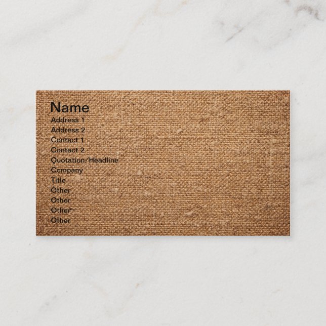 Cartão De Visita Textura velha das canvas do algodão para o fundo (Frente)