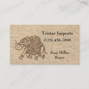 Cartão De Visita Textura Vintage Elephant Woodblock